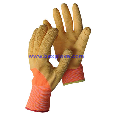 Falten Latex Handschuh, halb beschichtet